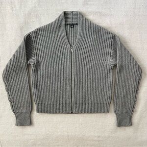 Theory Gray Knit Zip-Up Jacket Size Medium
